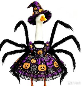 Halloween-Kostümset für Haustiere: Spinnen-Hexen-Outfit, Lila Kürbiskleid mit Hut & Spinnen-Accessoire, Halloween-Cosplay TV- & Film-Kostümrequisiten - Product Image 4