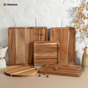 Planche à découper en bois d'acacia massif de haute qualité, rustique, vintage, décorative, gravée, antidérapante, lavable au lave-vaisselle - Product Image 1