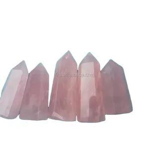 En gros Pierre Naturelle de Quartz Poli Rose Points De Cristal De Quartz Rose Unique Points Baguettes de Guérison