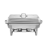 Lot de 4 Réchauds Professionnels en Acier Inoxydable 9 Litres, Dorés et Argentés, Chauffage à Combustible pour Buffets et Réceptions Élégants