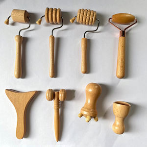 Fabrik-Großhandel Benutzerdefiniertes Logo Natürlicher Holz-Rollmassagestab Gesichts-Gua-Sha Mini Holz-Massage-Set - Product Image 3