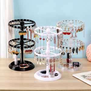 Factory Wholesale Round Rotating Acrylic Transparent <strong>Earring</strong> Jewelry Display <strong>Holder</strong> Rack <strong>Earring</strong> <strong>Holder</strong> - Product Image 1