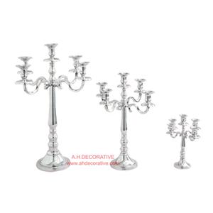 Candelabros de plata 5 velas decorativas de pie Metal alto boda candelabros hechos a mano para Decoración - Product Image 1