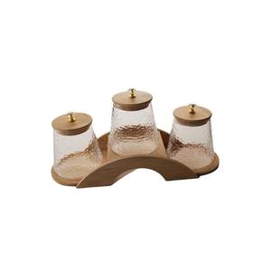 Juego de tarros de almacenamiento de alimentos de vidrio de borosilicato alto, botellas de almacenamiento rectas con tapa de bambú para contenedor de alimentos personalizado de miel - Product Image 1