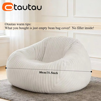 Housse de pouf moderne inclinable en fausse fourrure de lapin OTAUTAU pour l'hiver et Noël DD234 sans rembourrage inclus
