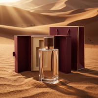 Nouvelle arrivée, flacon de parfum en verre noir carré de luxe vide, 50 ml, flacon vaporisateur de parfum avec emballage en boîte cadeau