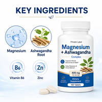 Complément Alimentaire OEM Complexe Magnésium Ashwagandha en Comprimés pour la Santé Musculaire, Osseuse et Nerveuse, et l'Équilibre du Stress