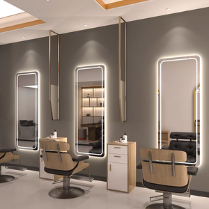 Espejos Decorativos Dorados para Salón de Belleza, Espejo LED de Cuerpo Entero con Luz para Barbería - Product Image 5