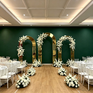 DKB Lujo para Bodas: Accesorios Plateados, Cortina de Perlas con Rejilla Semicircular, Biombo Exterior de Acero Inoxidable, Marco de Fondo para Escenario y Arco - Product Image 1