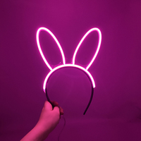 Bandeau d'oreilles de lapin de Pâques lumineux au néon pour femmes bandeau Source de lumière LED pour Costume d'Halloween accessoires de cheveux pour filles