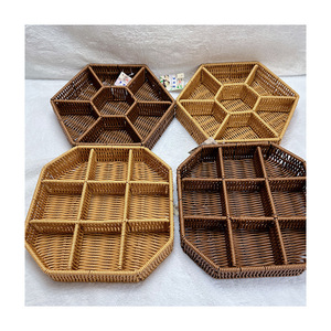 Rattan Storage <b>Basket</b> 9 Compartment Geometric Shape Eco Friendly For Desk Coffee <b>Table</b> Fruit Snack Organizing - Product Image 4