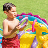 Piscine gonflable pour enfants en forme de dinosaure en PVC avec toboggan et piscine à balles épaissie pour bébés