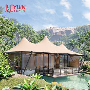 Tente de glamping de luxe légère, imperméable, en PVC, quatre saisons, avec structure hexagonale pour le désert sec - Product Image 2