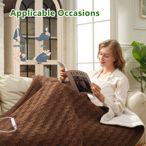 Best-selling Custom-made Winter <strong>Knitted</strong> <strong>Wool</strong> Fabric Eco-friendly Electric Heating Wearable Portable Throw Blanket - Product Image 2