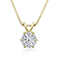 Colgante de diamantes de moissanita de 1 quilate para mujer, Collar de plata de ley 925 con seis garras chapadas en oro clásico, regalo de joyería