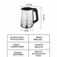 Bouilloire électrique GMC-325 HomeWings Nouveau design de marmite en verre Appareil de cuisine intelligent qui garde la chaleur Option saine pour un usage domestique
