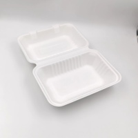 Boîte à clapet en fibre de bagasse biodégradable 9x6 pouces - Contenant alimentaire pour plats à emporter en restaurant