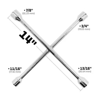 Llave de Tuercas Universal de 4 Vías, Métrica, OEM, Herramienta para Cambio de Neumáticos de Automóvil, Llave de Tuercas Cruzada de Acero de 14 Pulgadas