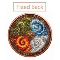 Pièce de monnaie en cuivre pur 999 de 1 oz, série Mythe des Quatre Éléments, déesse en relief 3D, couleur UV, édition collector colorée