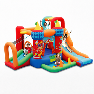 Castillo inflable Cocofish de tela Oxford para niños con doble tobogán, para fiestas de cumpleaños en el patio trasero al aire libre. - Product Image 1
