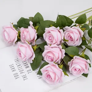 Rosa de flores falsas, venda quente de alta qualidade, decoração para casamento, rosa artificial