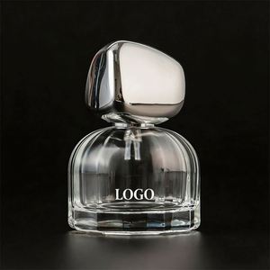 Wholesale Factory Custom Irregular Frosted Glass Perfume Bottles 100ml with <b>Silver</b> Geometric Cap for Gift Packaging - Product Image 1