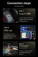 Adaptador Carplay USB Negro Mini, Convierte Carplay Inalámbrico y Android Auto 2 en 1