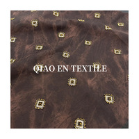 Sac à main rétro en tissu géométrique couleur café vieilli, broderie perlée faite à la main, résistant à l'abrasion, polyester/PU, style vintage pour filles