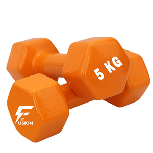 Juego de Mancuernas de Alta Calidad de 5 kg con Revestimiento de Vinilo Naranja, Agarre Antideslizante, Entrenamiento Óptimo para Brazos, Durabilidad sin Lesiones - Product Image 1