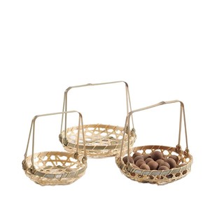 <b>Bamboo</b> Woven Fruit Basket Round Handmade Rattan Food <b>Container</b> For Pastries And Fruits - Product Image 3