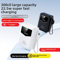 Pengisi Daya Magnetik Dual-Line Terintegrasi PD225 22.5W Terlaris dengan Kabel Data & Tali Gantungan Terpasang, Kapasitas Besar 30000mAh
