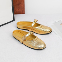 Chaussures Mary Jane tissées les plus vendues pour femmes – Mules plates à bout rond avec bride à boucle, décontractées pour la plage, le bureau et le quotidien