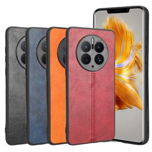 Funda protectora trasera de cuero PU con patrón de piel de vaca ligera para <span class=keywords><strong>Huawei</strong></span> <span class=keywords><strong>Mate</strong></span> <span class=keywords><strong>50Pro</strong></span> <span class=keywords><strong>Mate</strong></span> 50 funda para teléfono móvil - Product Image 1