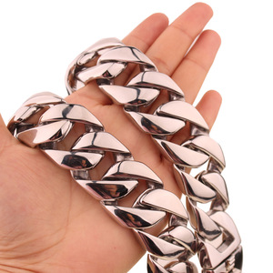 Collar de cadena de perro de eslabones cubanos de <span class=keywords><strong>Pitbull</strong></span> americano de diseñador de oro rosa de acero inoxidable de 32mm con cadena de perro con correa - Product Image 6