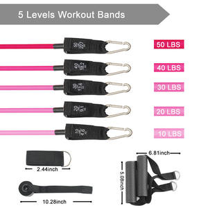 Ensemble de 11 cordes de tension en latex avec 100 livres de tension avec 150 livres d'entraînement de fitness en corde élastique - Product Image 6