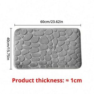 Tapis de bain antidérapant en polyester gaufré motif pavé, avec support en latex amortissant, résistant aux taches, adapté aux animaux domestiques et antimicrobien - Product Image 6