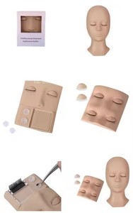 Silicone Face Mannequin <b>Head</b> Lightweight Lash Extension <b>Training</b> <b>Head</b> with Layered Practice Lashes - Product Image 3