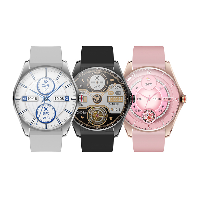 AMOLED Screen V36 Women Smart Watch Round Ultra Thin Wireless Charger Waterproof Bracelet Heart Rate Fitness Tracker Smartwatch