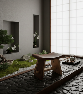 Taburete curvo versátil de madera de suar con estructura sólida, diseño fluido y acabado natural que realza interiores modernos y rústicos. - Product Image 1