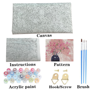 <span class=keywords><strong>Pintura</strong></span> de flores rosas de primavera <span class=keywords><strong>por</strong></span> números, jarrón moderno sin marco, <span class=keywords><strong>pintura</strong></span> al óleo de flores para decoración para sala de estar - Product Image 4