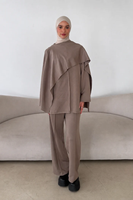 Ensemble coordonné modeste haut de gamme personnalisé pour femme, tunique musulmane et pantalon large, tenues 2026
