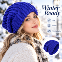 Bonnet en tricot épais et ample pour femme, style coréen, chaud et tendance, en acrylique, pour grandes têtes