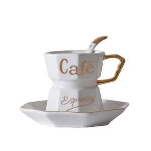 Modern White Eco-Friendly Porcelain Afternoon Coffee <b>Cups</b> and <b>Tea</b> <b>Cup</b> <b>Sets</b> with Gold Stand 500ml-1L Saucers for Business Gifts - Product Image 2