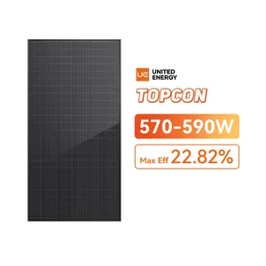 UE TOPcon panel surya hitam penuh, panel surya hitam 550W 570 W 590 Watt untuk rumah