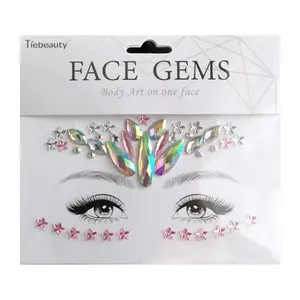 Dán hình xăm 2024 Acrylic Rhinestone Nàng Tiên Cá mặt đồ trang sức hình xăm pha lê long lanh dán hình xăm tạm thời