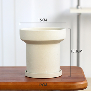 Pot de fleurs en céramique de style américain créatif coréen, design INS populaire, pot floral tendance pour plantes vertes et succulentes avec drainage - Product Image 4