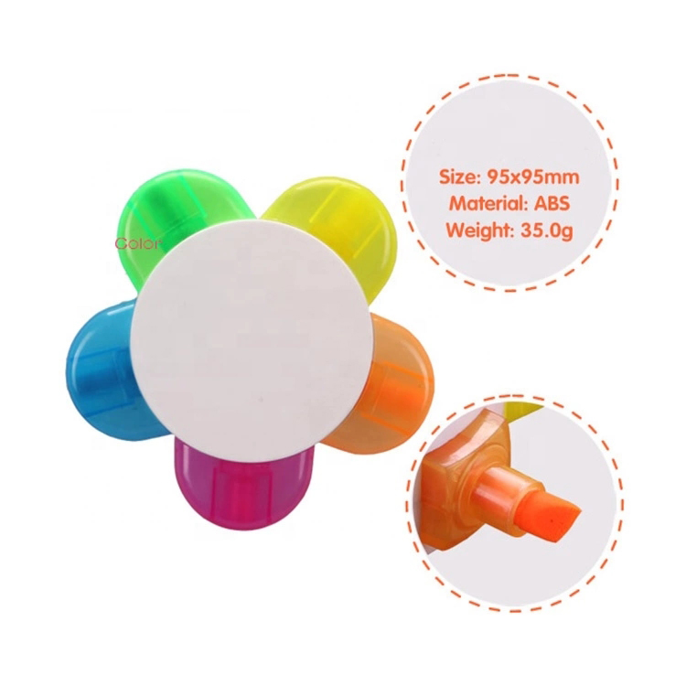 5 в 1 разноцветный хайлайтер 5 цветов в форме цветка хайлайтер ручка с пользовательским логотипом