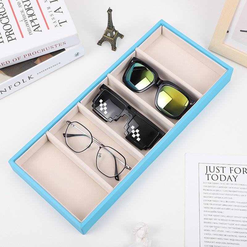 Brushed PU Leather Slot Eyeglass Case Colorful Sunglass Drawer