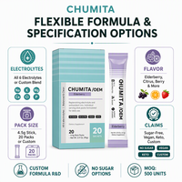 Poudre d'électrolytes au citron vert de l'Himalaya Chumita, tous les 6 électrolytes, sans sucre, végétalien, en sachets individuels, hydratation, OEM, marque privée