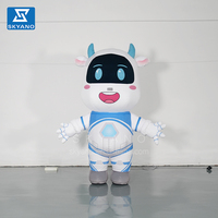 Costume gonflable de vache de dessin animé Costume gonflable interactif personnalisé de mascotte de marche gonflable de dessin animé de vache